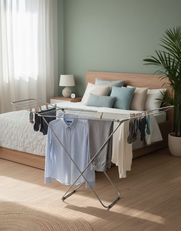 מתלה כביסה מתקפל עם כנפיים - חזק ויציב, 18 מטר תלייה | דגם איכותי לבית ולמרפסת