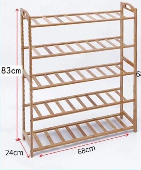 כוננית אחסון לנעליים 5 קומות מבמבוק – מדף נעליים מעוצב לבית