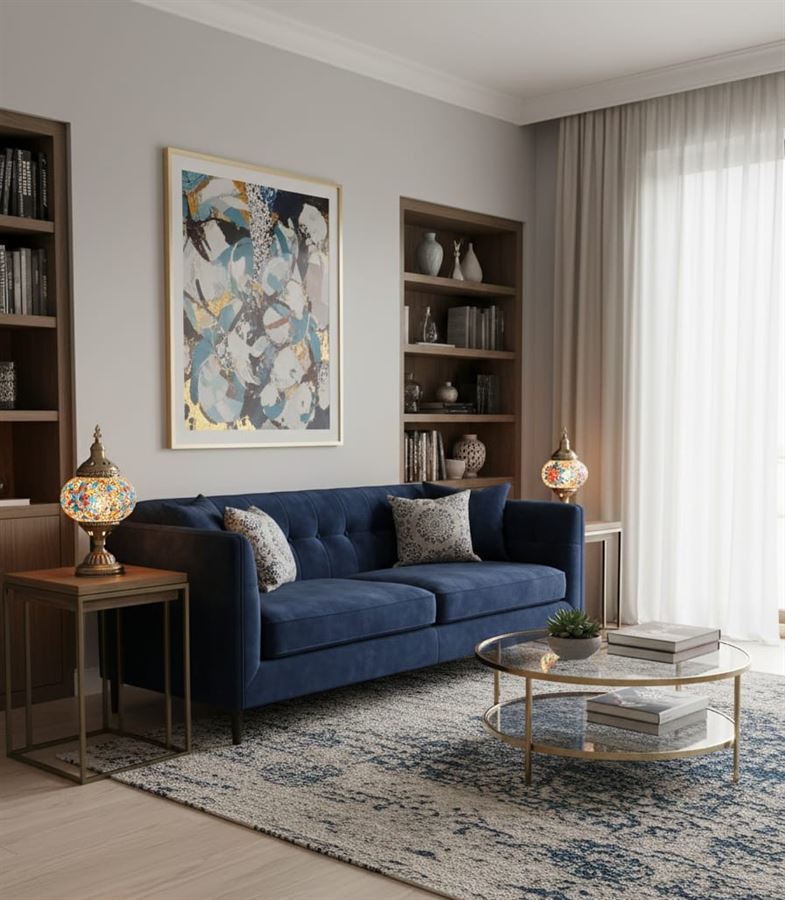 מנורת שולחן פסיפס בסגנון מרוקאי - תאורת אווירה מעוצבת לבית ולעסק