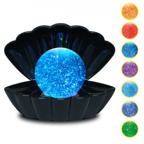 מנורת צדף יוקרתית עם כדור זוהר מחליף צבעים ,תאורת לילה דקורטיבית ,מנורת אווירה לחדר שינה ולסלון