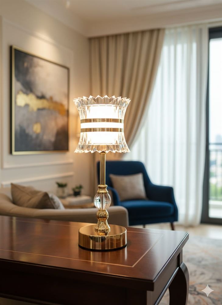 מנורת לילה יוקרתית במראה זכוכית וזהב לחדר שינה | Home Sale תל אביב (Home Sale TLV)