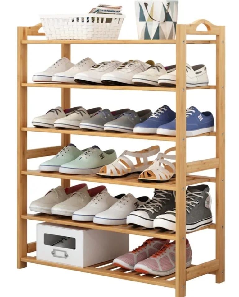 כוננית אחסון לנעליים 4 קומות מבמבוק – מדף נעליים מעוצב לבית