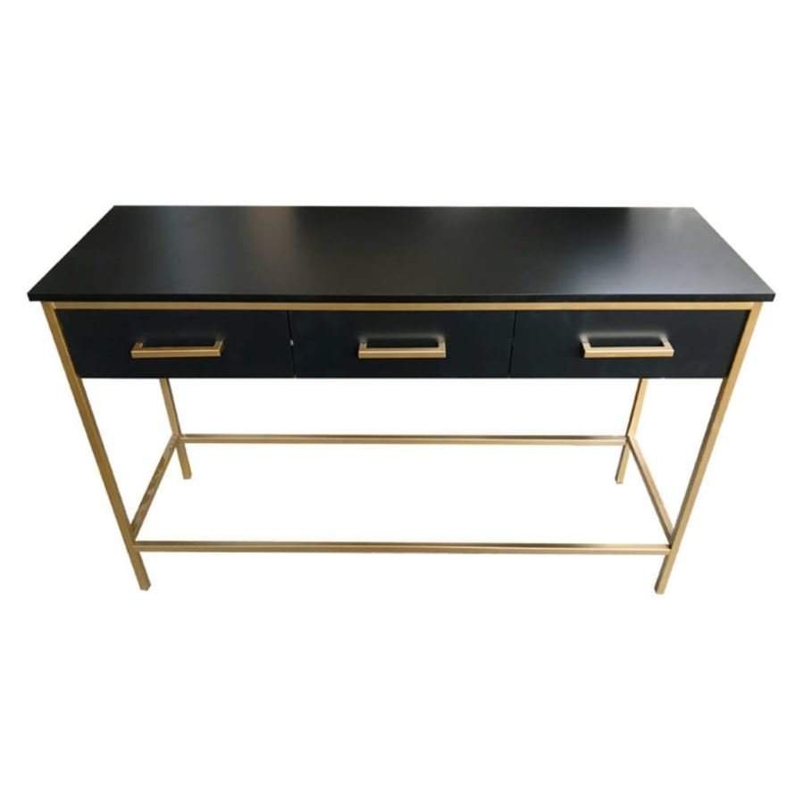 קונסולה מודרנית שחורה בשילוב רגלי זהב