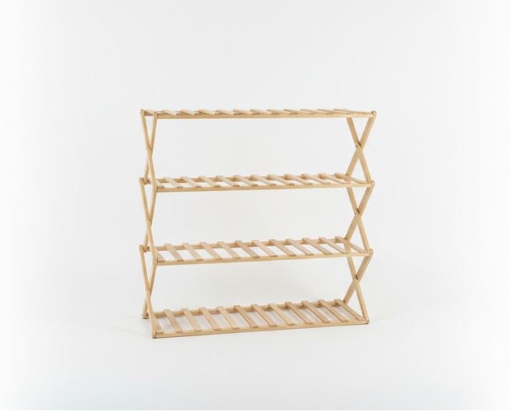 כוננית מדפים לנעליים מעץ במבוק – מדף נעליים 4 קומות לבית ולכניסה