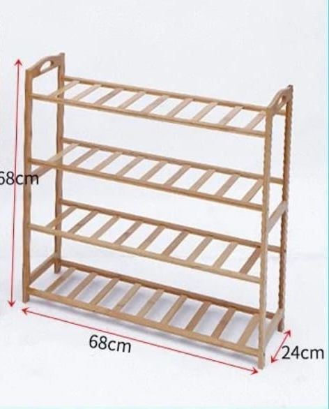 כוננית אחסון לנעליים 4 קומות מבמבוק – מדף נעליים מעוצב לבית