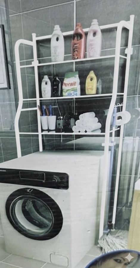 מדף אחסון מעל מכונת כביסה – ארגונית מדפים לחדר כביסה