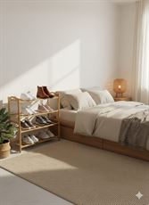 כוננית נעליים מעץ במבוק 4 קומות | ארון נעליים פתוח | מדף אחסון מעוצב לבית הום סייל - מוצרים איכותיים לבית