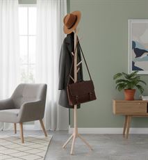 מתלה בגדים עומד מעץ טבעי בעיצוב נורדי – עמוד תלייה דקורטיבי מבמבוק למעילים ותיקים לבית ולמשרד הום סייל - מוצרים איכותיים לבית