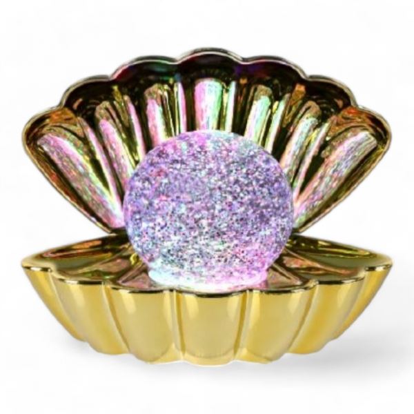 מנורת צדף יוקרתית עם כדור זוהר מחליף צבעים ,תאורת לילה דקורטיבית ,מנורת אווירה לחדר שינה ולסלון