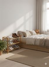 כוננית נעליים מעץ במבוק 3 קומות | ארון נעליים פתוח | מדף אחסון מעוצב לבית הום סייל - מוצרים איכותיים לבית